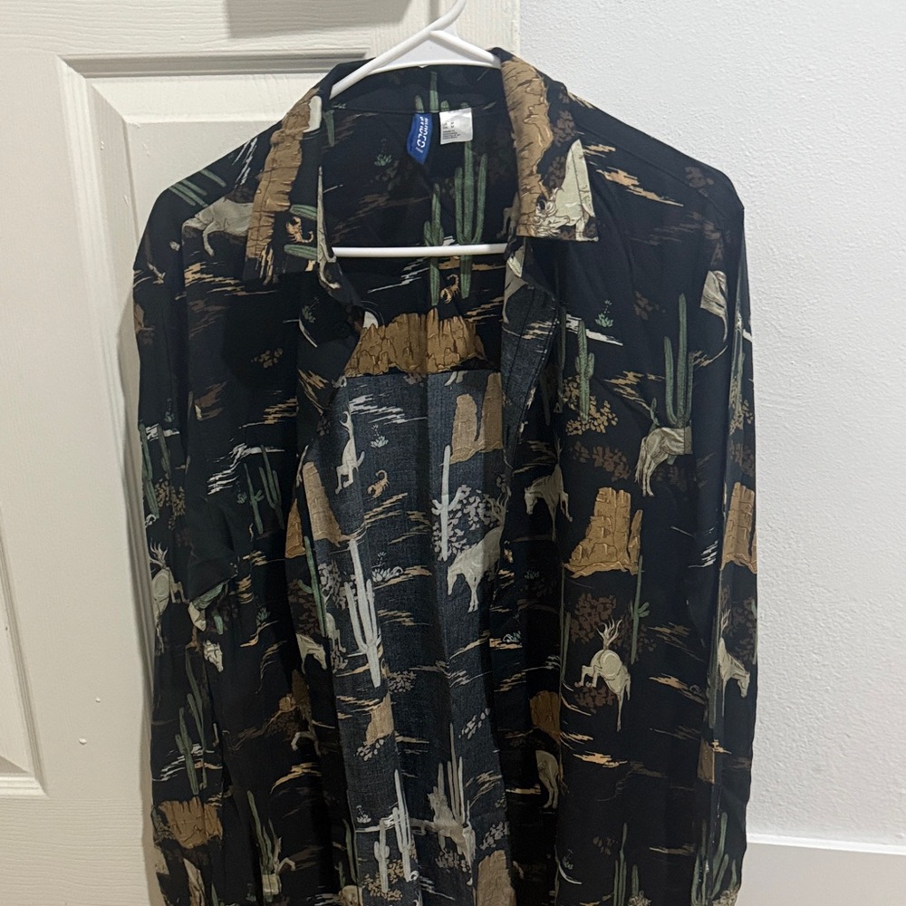 H&M Black Cactus Print Shirt